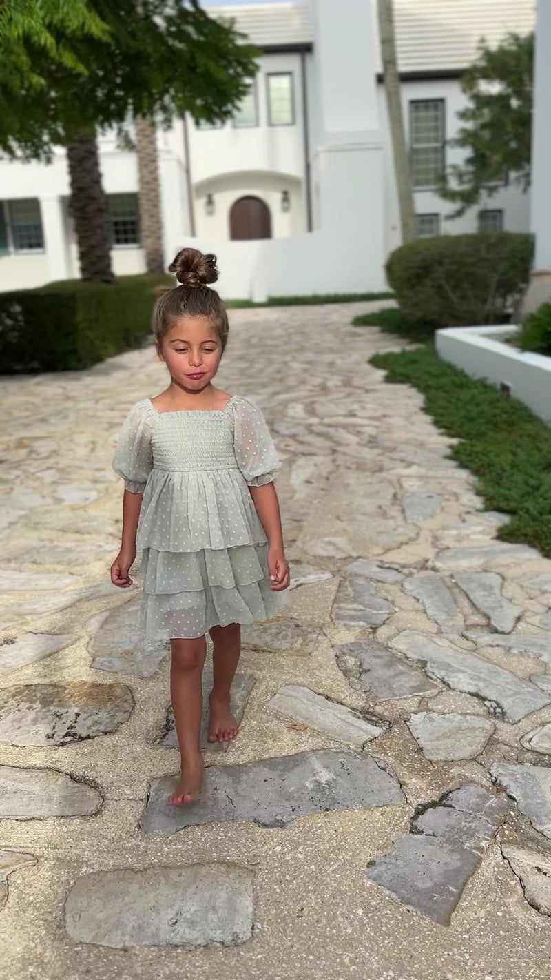 Willa Layer Dress (sage swiss dot)