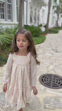 Video of girl wearing Indie Blue Nora Dress in Natural Swiss Dot