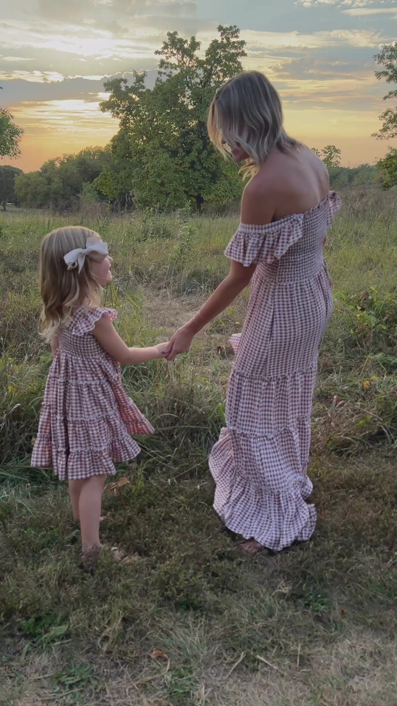 Women's Pia Dress (brown gingham)