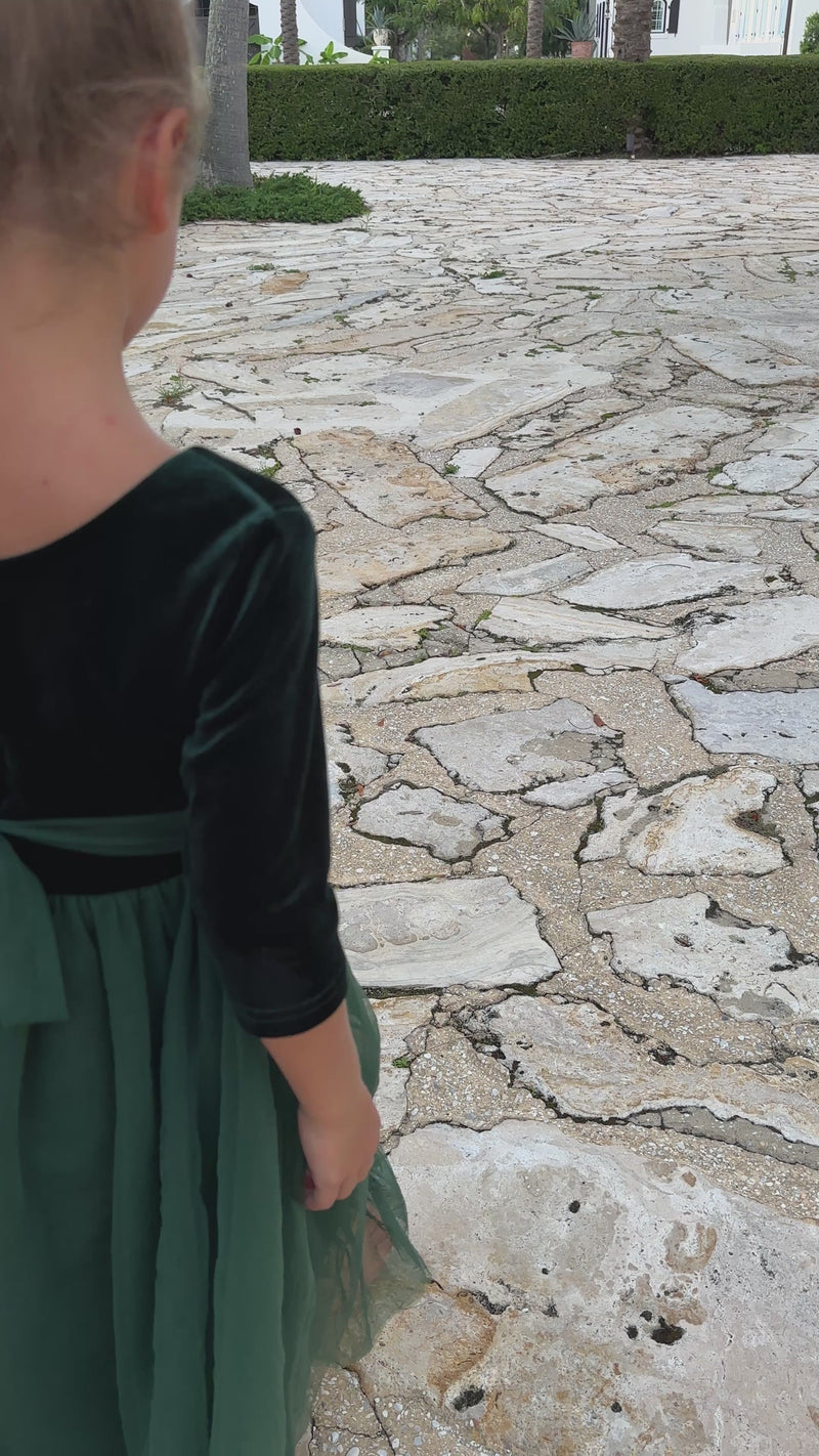 Gracie Dress (forest velvet tulle)