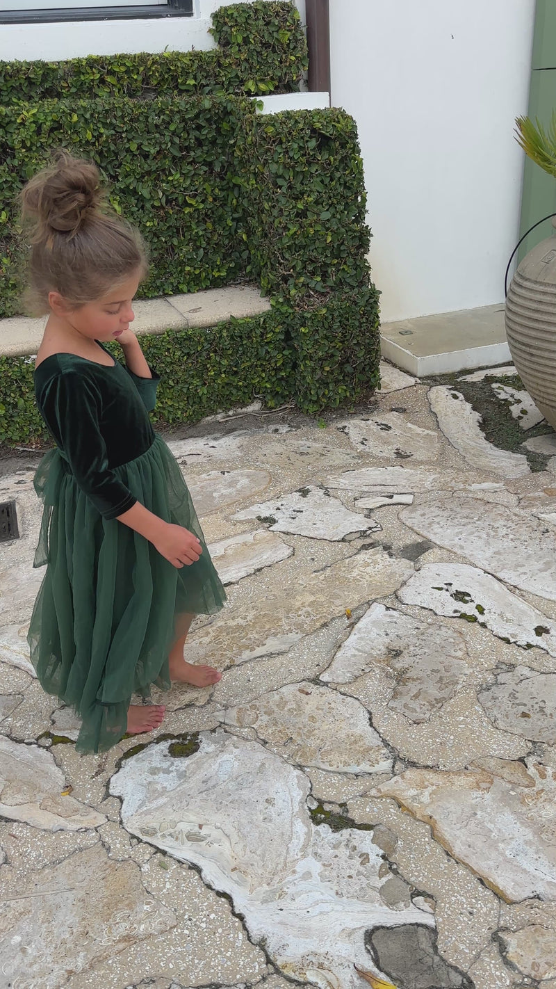 Gracie Dress (forest velvet tulle)