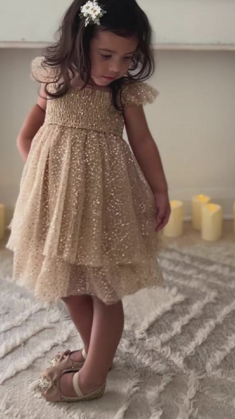 Juliet Dress (sequin gold tulle) PREORDER