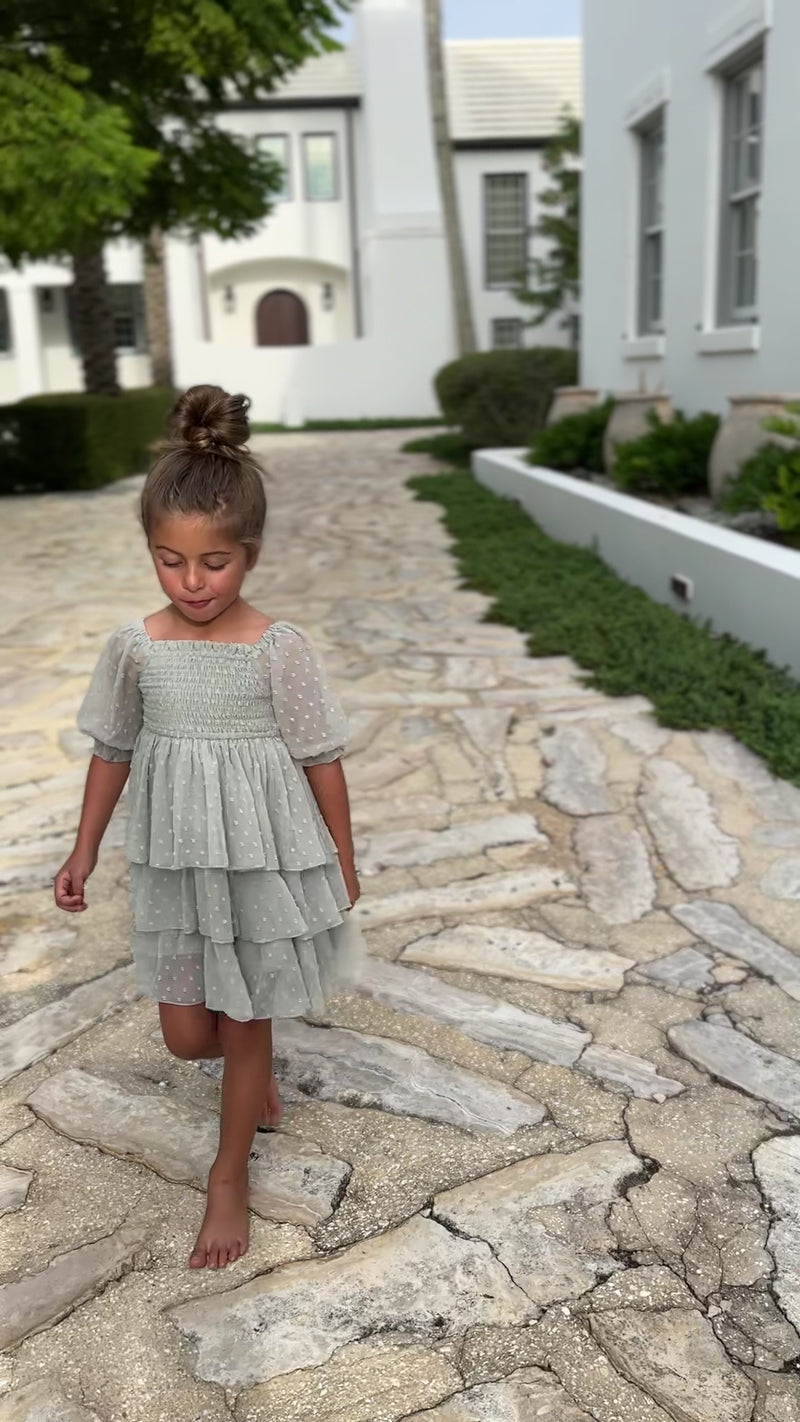 Willa Layer Dress (sage swiss dot)