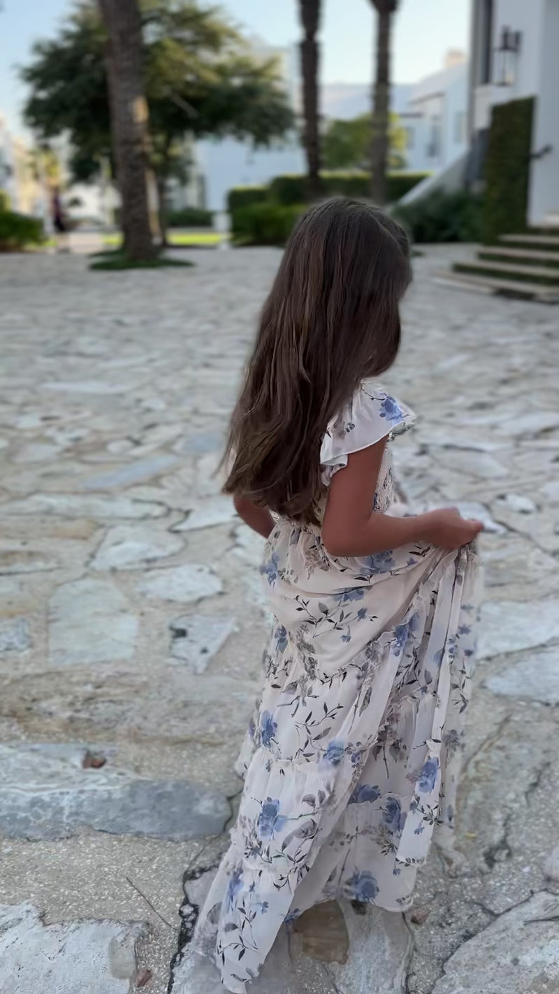 Marabella Dress (floral blue chiffon)