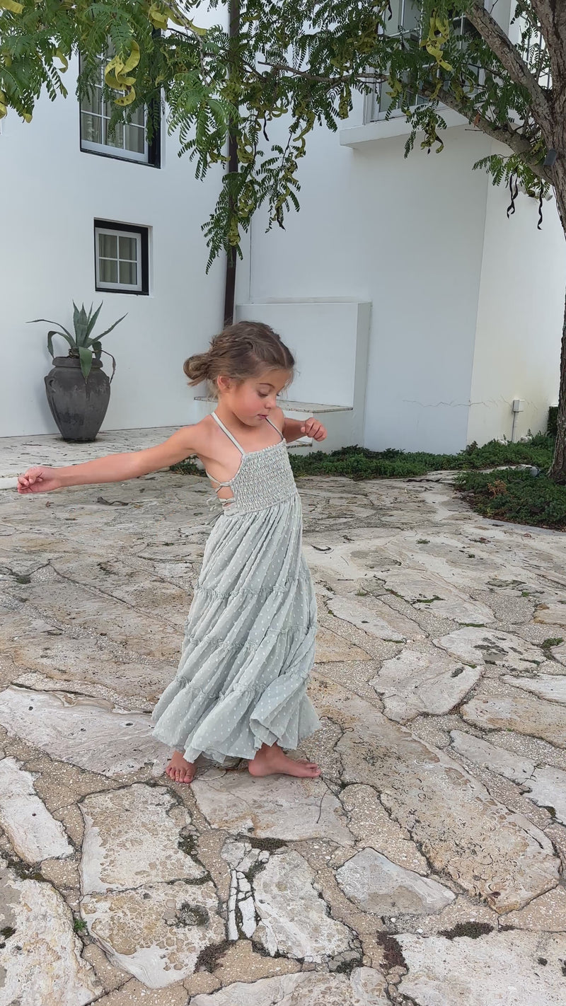Vera Flow Dress (sage swiss dot)