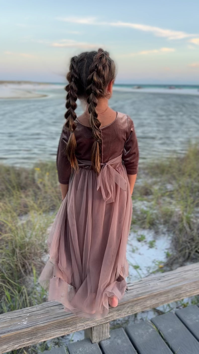Gracie Dress (mocha velvet tulle)