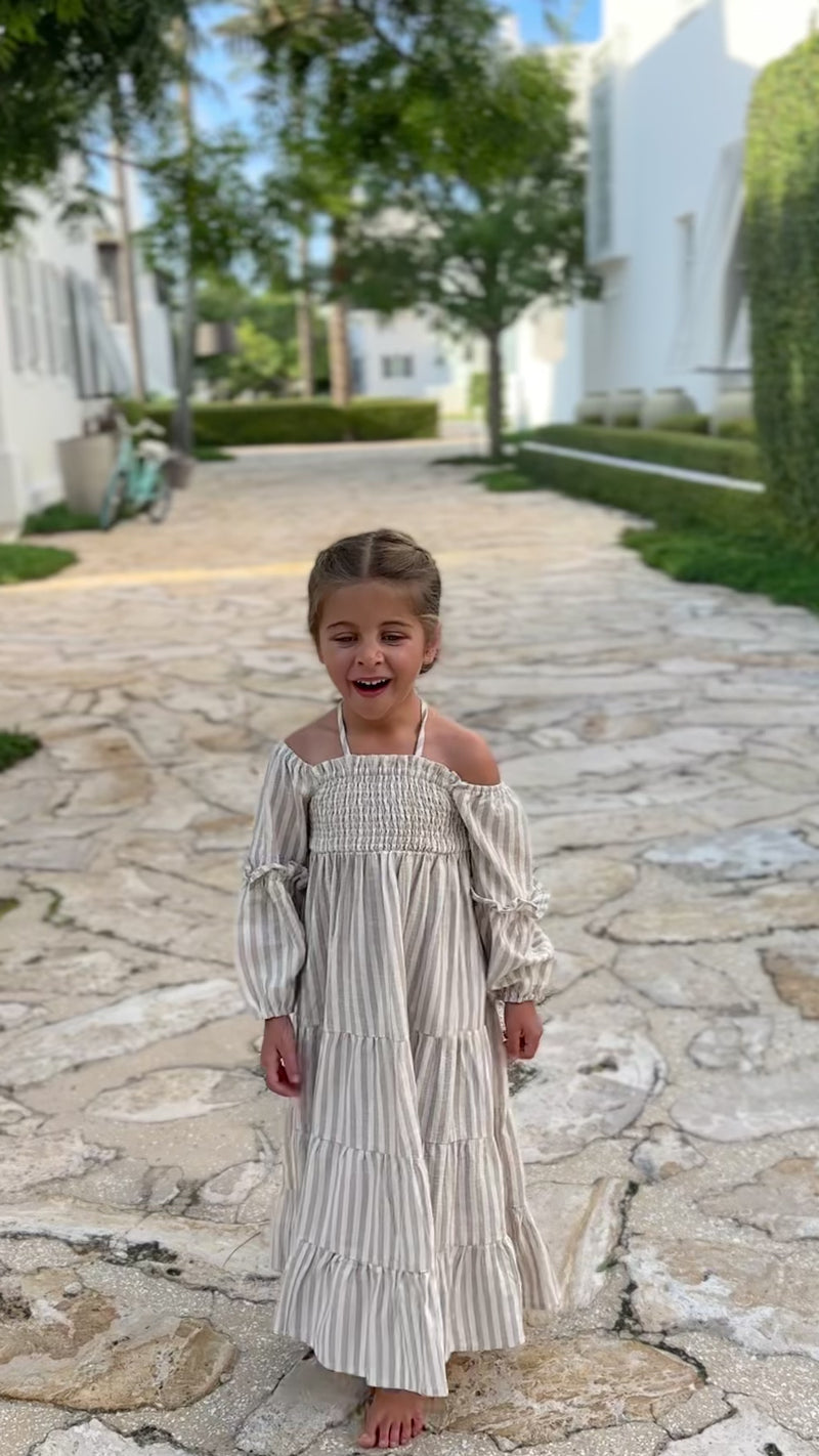 Pippa Maxi (driftwood stripe linen)