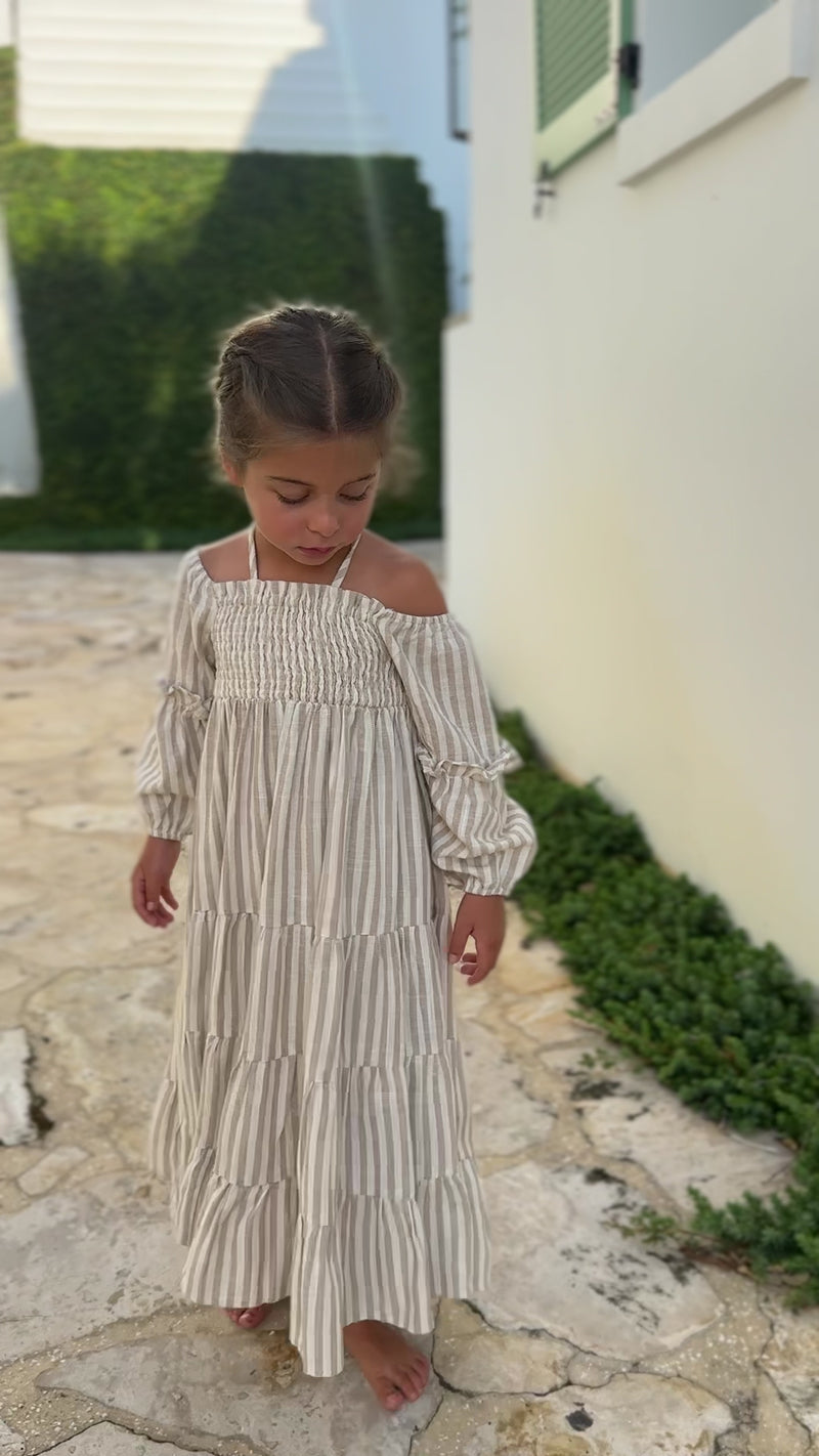 Pippa Maxi (driftwood stripe linen)