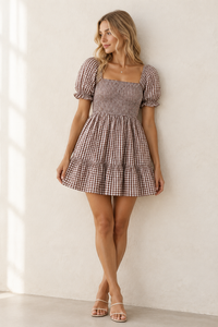 SS Women's Dress Women's Karina Mini (brown gingham)