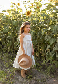 Riley Day Dress Linen (desert pinstripe linen)