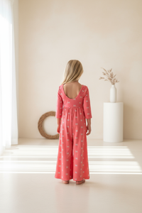 Rita Romper Pink Butterfly Studio Setting - Back View