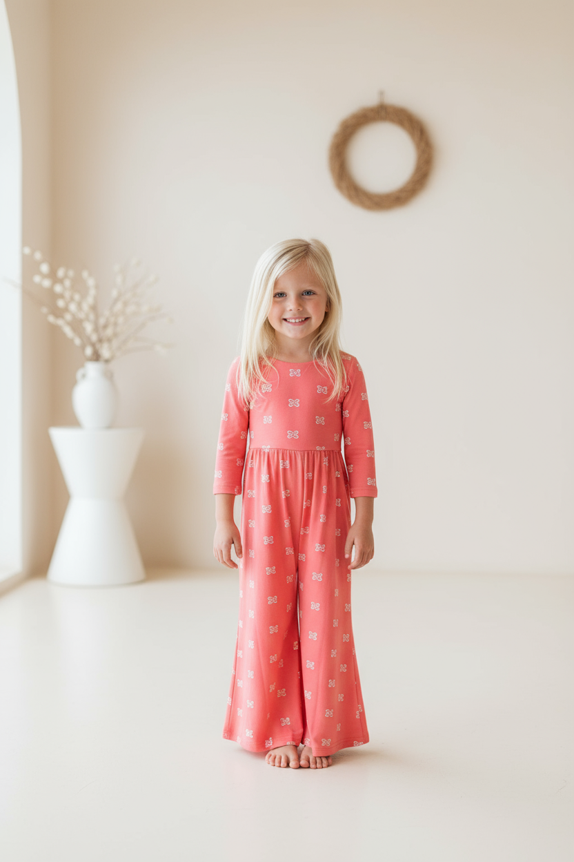 Rita Romper Pink Butterfly Studio Setting - Closer
