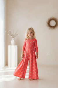 Rita Romper Pink Butterfly Studio Setting - Wider Legs