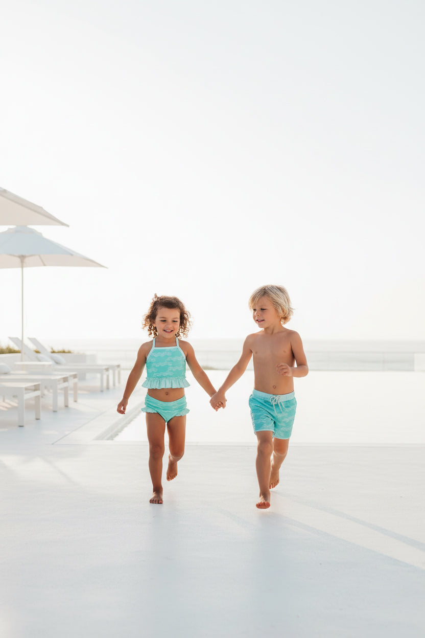 LB Girl's Swim Tankini Set (aqua waves)