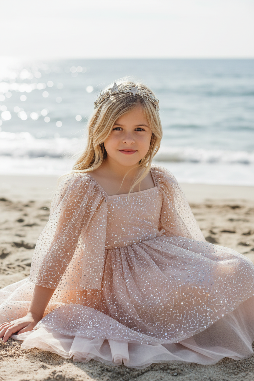 INDIE BLUE Dresses Uma Dress (sequin pink tulle)