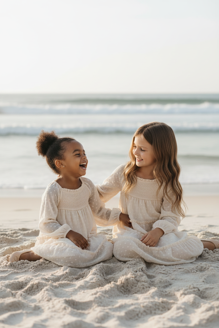 INDIE BLUE Dresses Nora Dress (natural swiss dot)