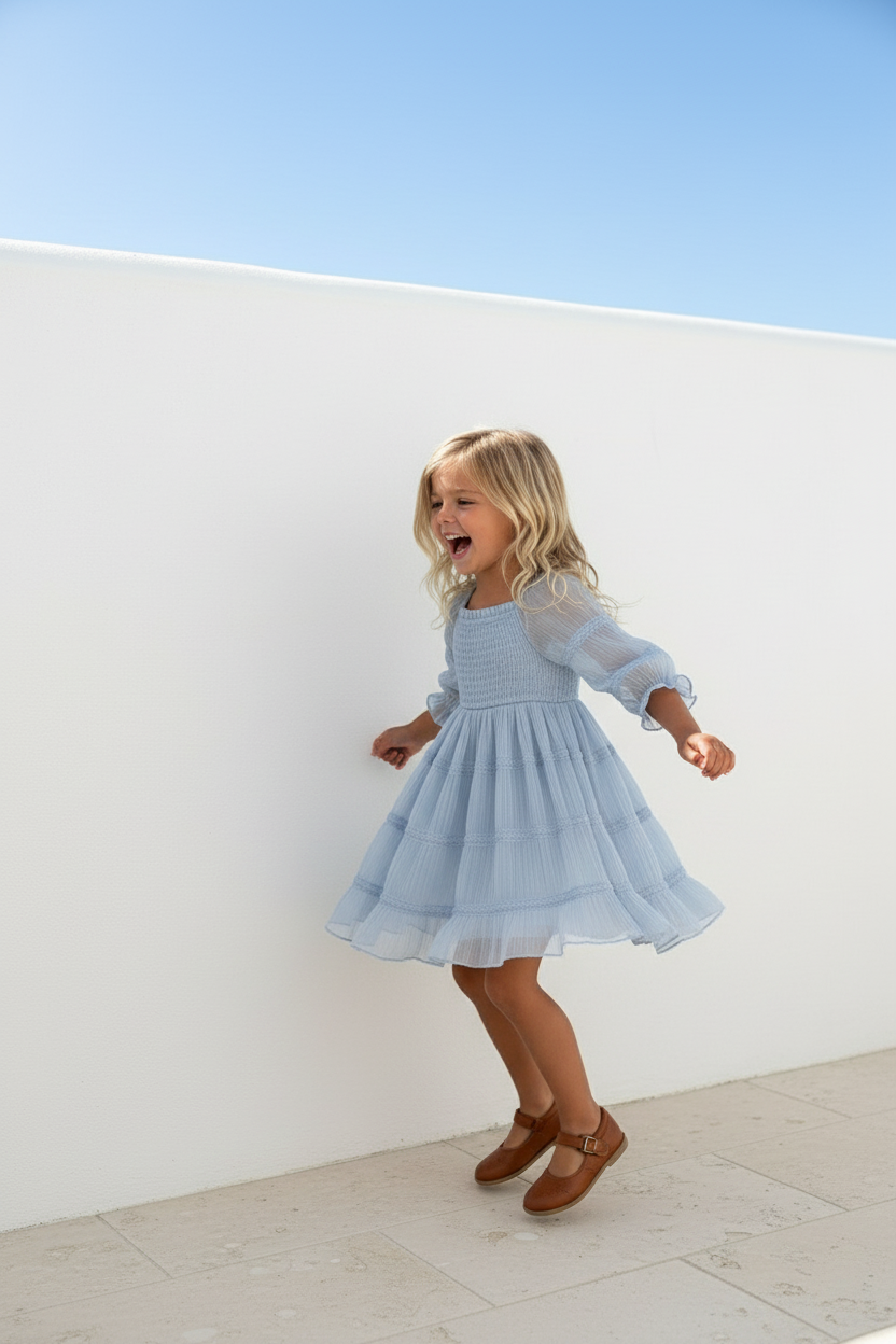 INDIE BLUE Dresses Karina Dress (blue chiffon)