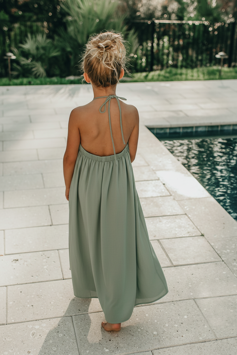 SS Girl's Dress Lucie Dress (soft teal muslin)