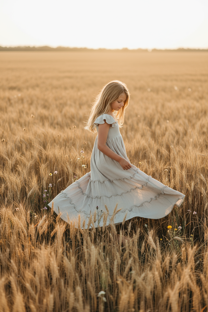 INDIE BLUE Dresses Marabella Dress (soft gray muslin)