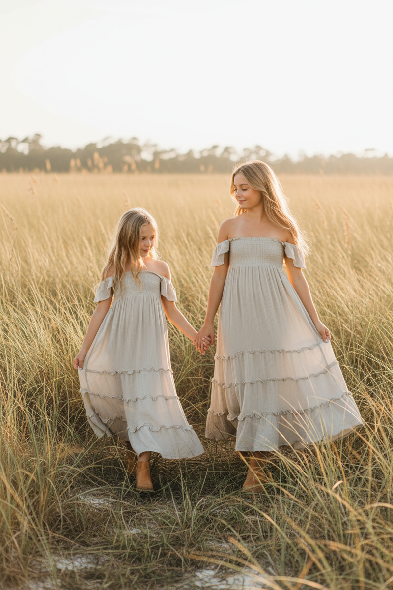 INDIE BLUE Dresses Marabella Dress (soft gray muslin)