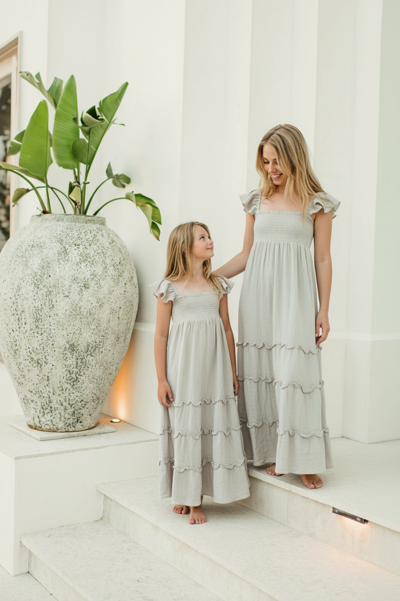 dresses for summer on sale Marabella Dress (soft gray muslin) SUMMER SALE 2T