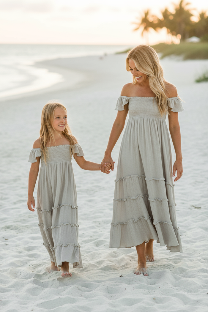INDIE BLUE Dresses Marabella Dress (soft gray muslin)