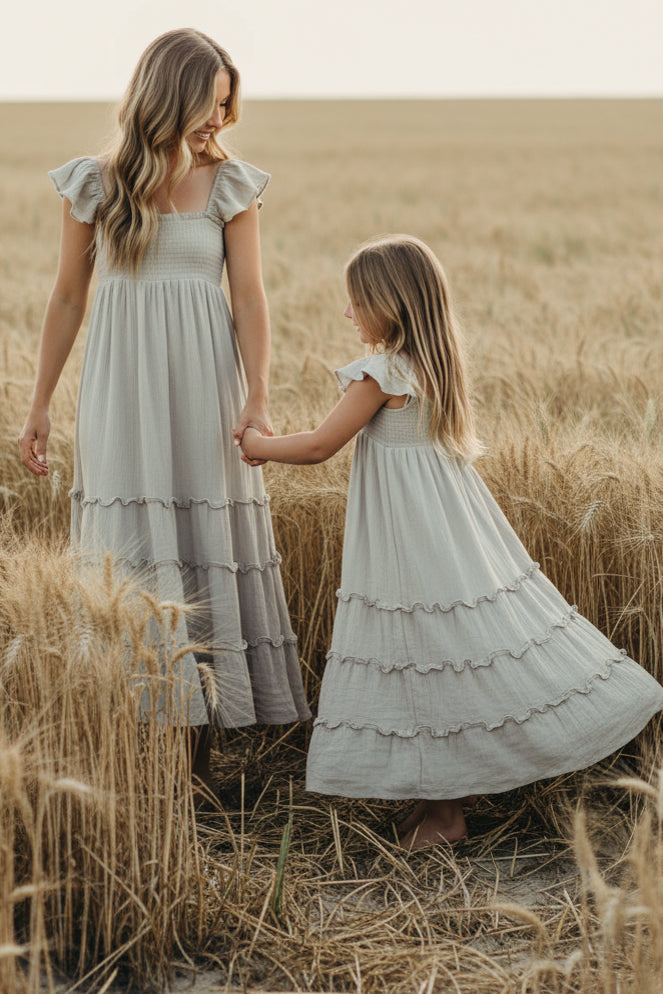 INDIE BLUE Dresses Marabella Dress (soft gray muslin)