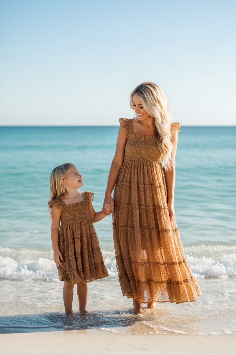 Pia Dress (mocha swiss dot) – INDIE BLUE