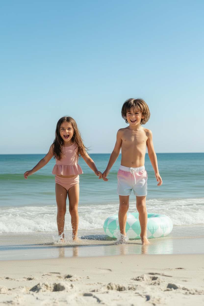 INDIE BLUE SWIM Flutter Tankini Set (soft pink ribbed)