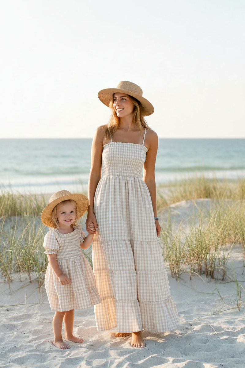 knee length dresses for ladies Audrey Gingham Organza Halter Maxi Dress main image 0