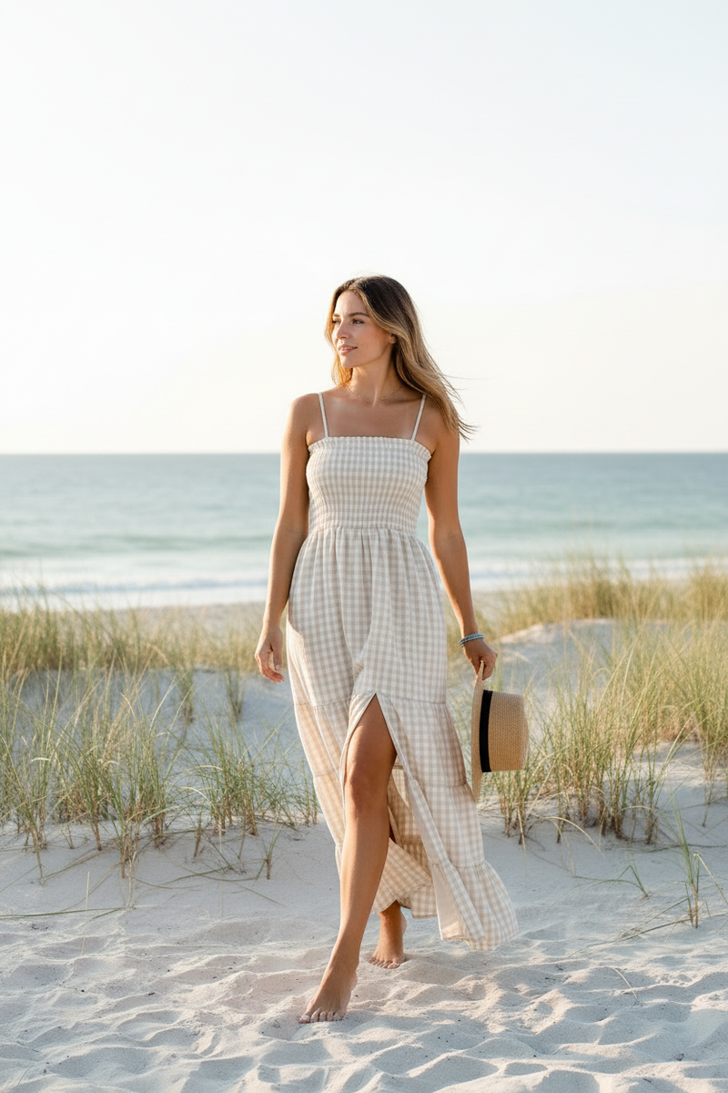 Women's Stella Maxi (tan gingham) L