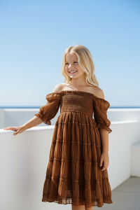 INDIE BLUE Dresses Karina Dress (mocha chiffon)