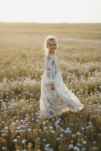 INDIE BLUE Dresses Pippa Maxi (floral blue chiffon)