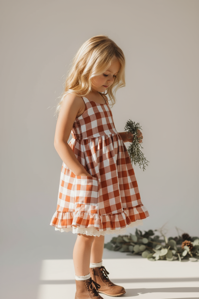 INDIE BLUE Dresses Tilly Pocket Dress (checkered spice)