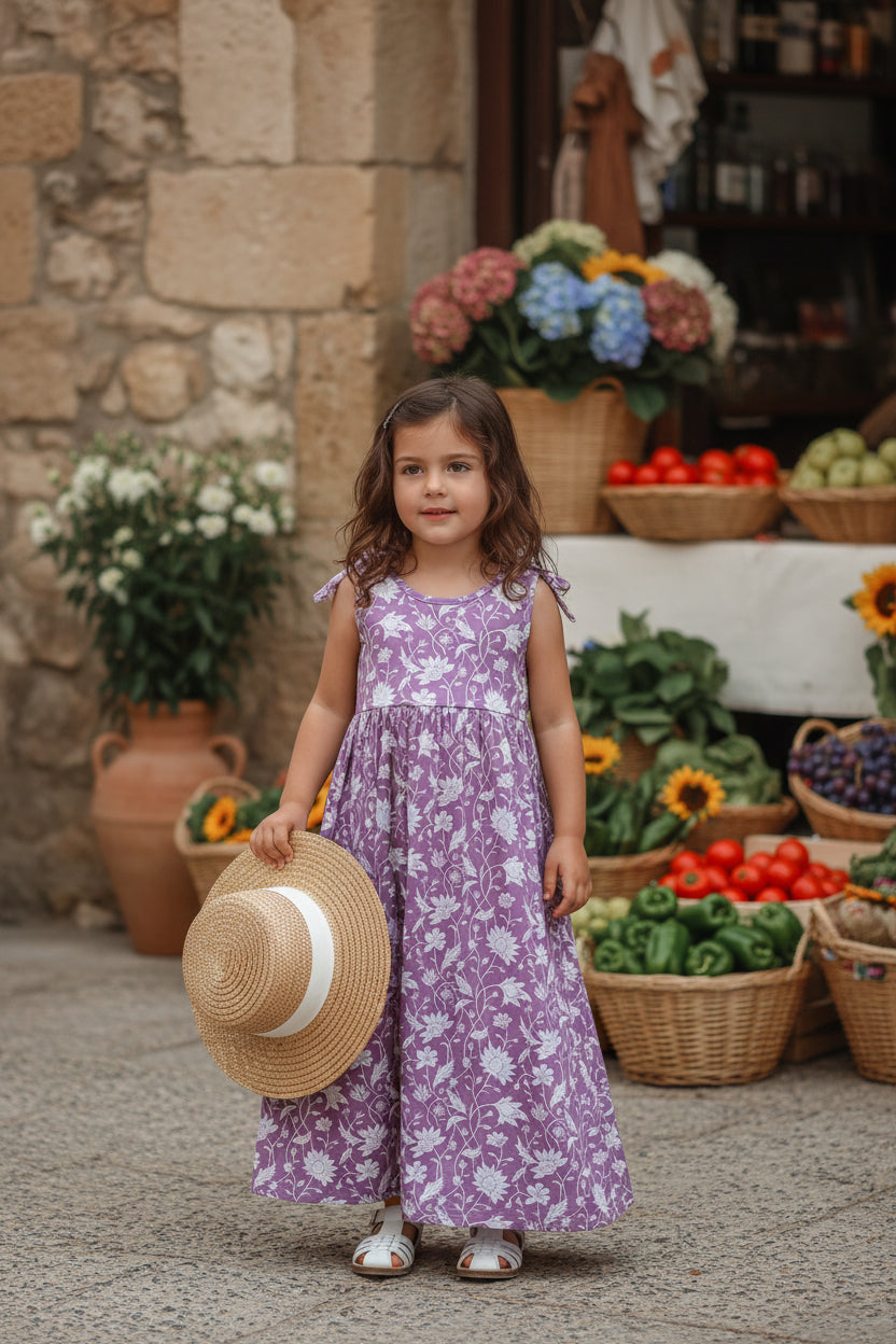 LB Girl's Dress Liza Maxi (lilac blooms)