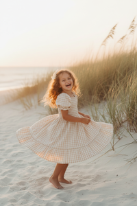 SS Girl's Dress Karina Dress (tan gingham)
