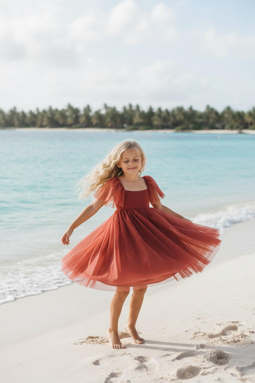 INDIE BLUE Dresses Fawn Dress (venetian red tulle)