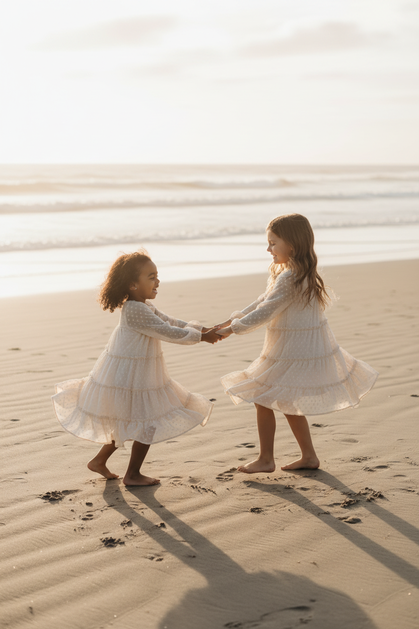 INDIE BLUE Dresses Nora Dress (natural swiss dot)