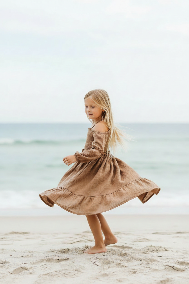 Pippa Dress (mocha muslin) – INDIE BLUE