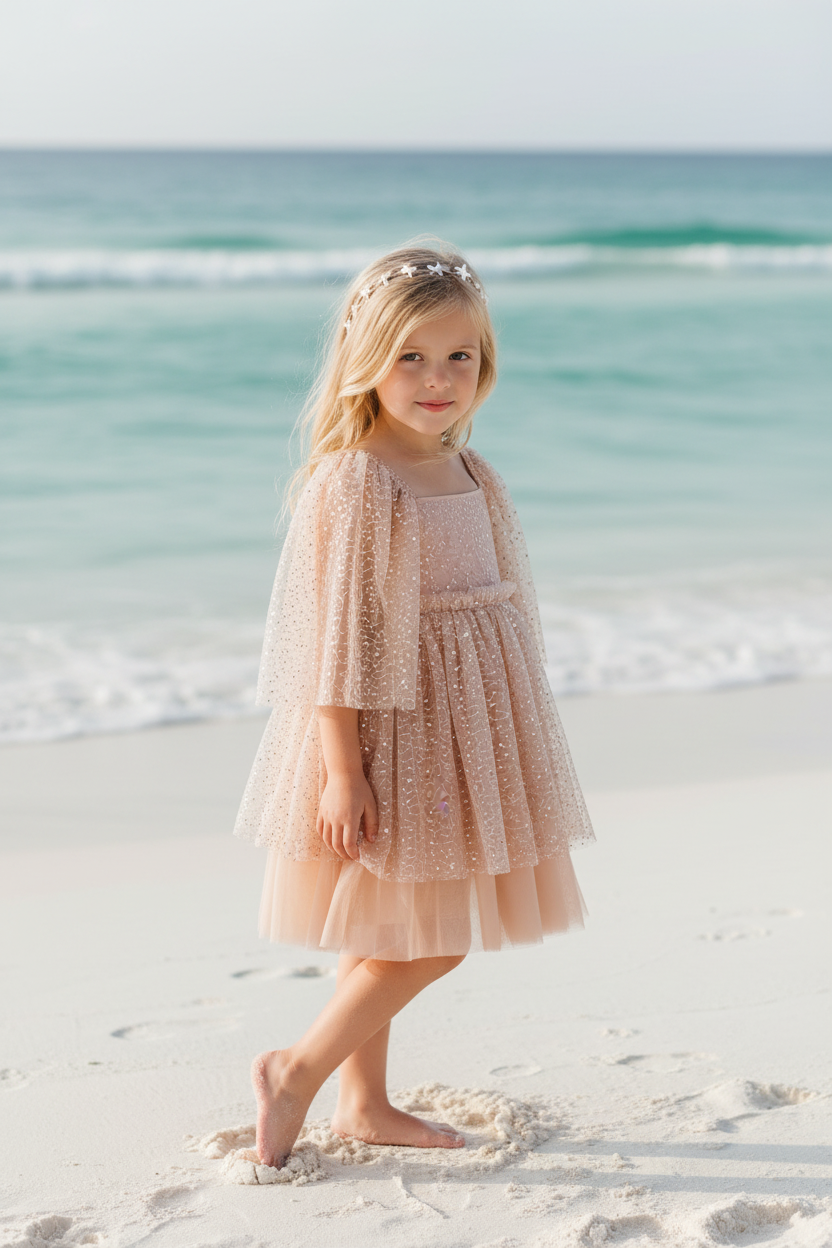 INDIE BLUE Dresses Uma Dress (sequin pink tulle)