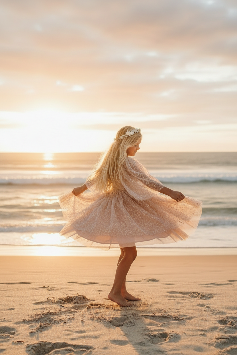 INDIE BLUE Dresses Uma Dress (sequin pink tulle)