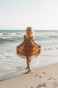 INDIE BLUE Dresses Pia Dress (mocha swiss dot)