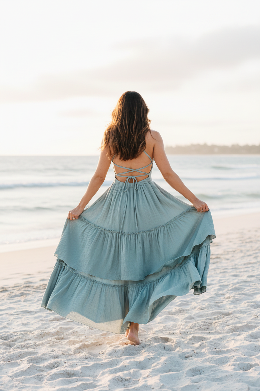 Walking away back view