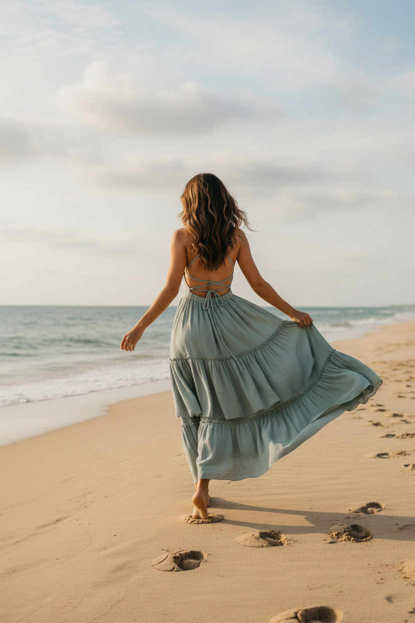 Walking barefoot on sand