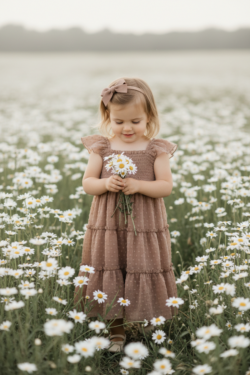 INDIE BLUE Dresses Marabella Dress (mocha swiss dot)