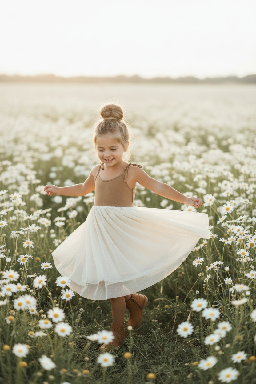 INDIE BLUE Dresses Jodi Twirl (two-tone mocha tulle)