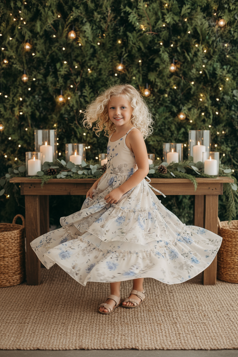 INDIE BLUE Dresses Wendy Dress (floral blue chiffon)