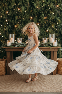 INDIE BLUE Dresses Wendy Dress (floral blue chiffon)