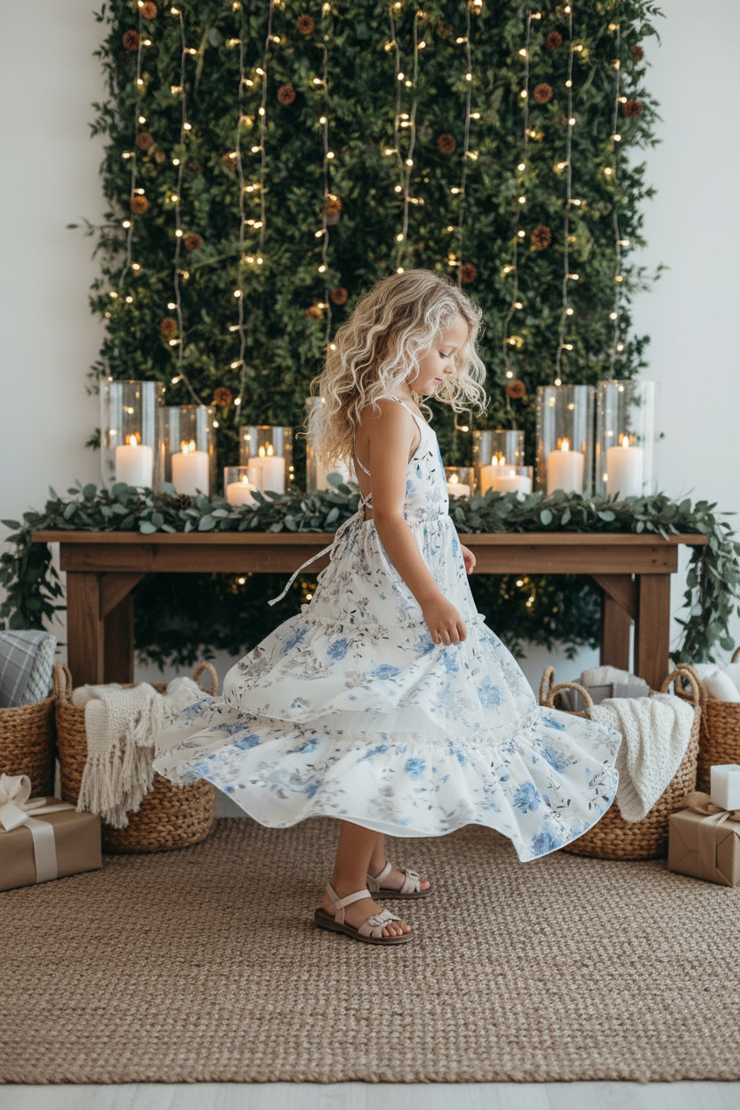 INDIE BLUE Dresses Wendy Dress (floral blue chiffon)