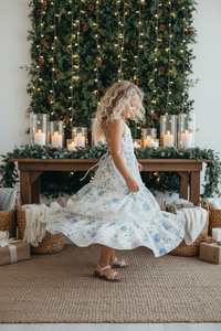 INDIE BLUE Dresses Wendy Dress (floral blue chiffon)